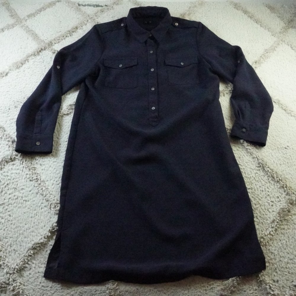 Talbots Midi Shirt Dress Womens 16 Blue Work Office Attire